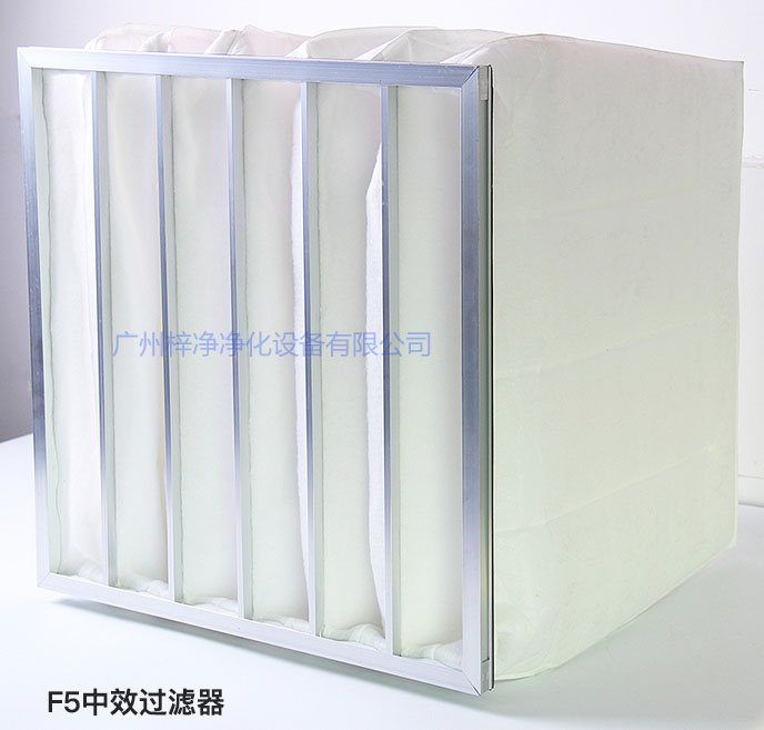 F5級袋式中效過濾器主要用于商業(yè)大樓、劇院、車站。
